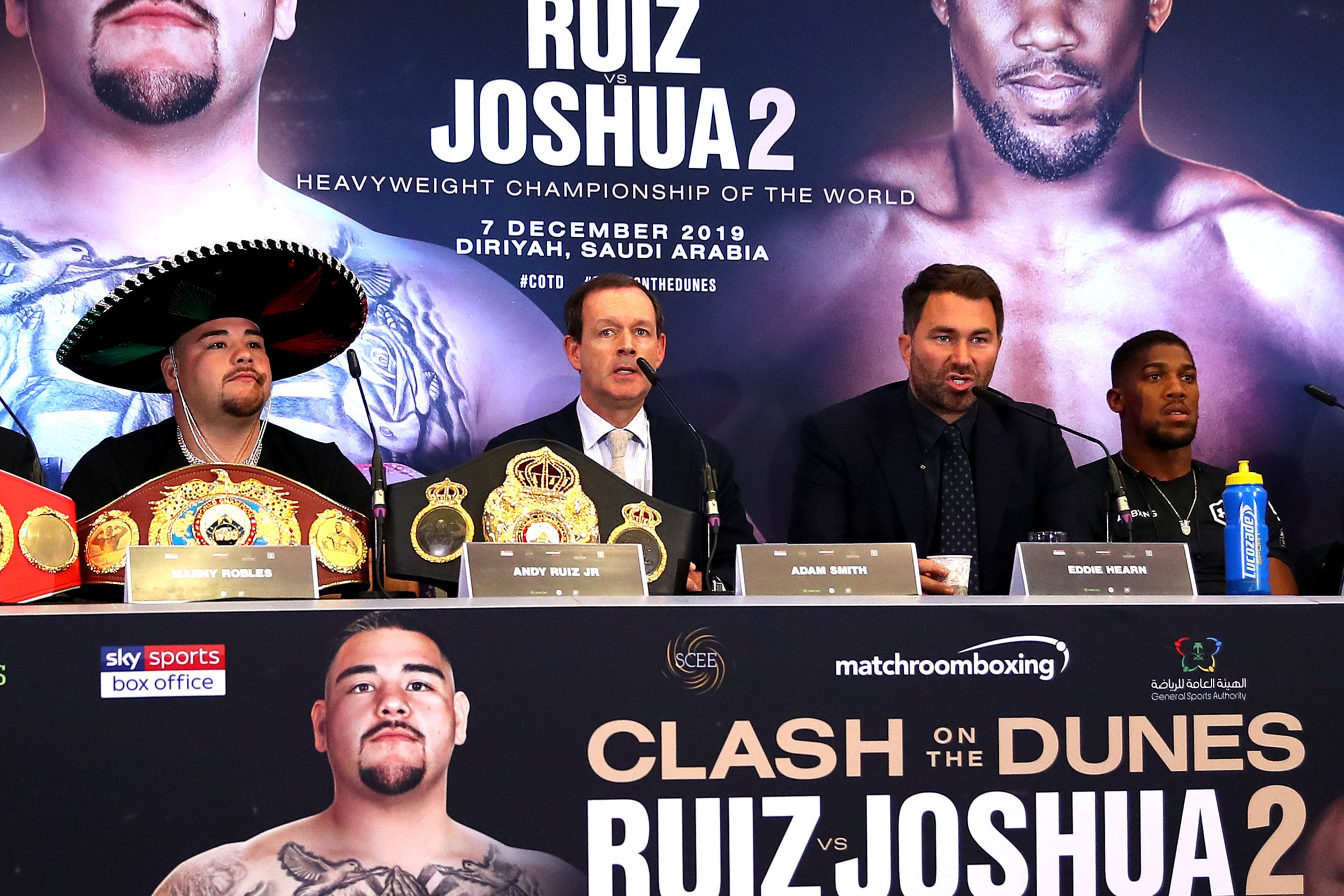 Smith hosts press conference for Anthony Joshua (right) vs Andy Ruiz 2 in 2019